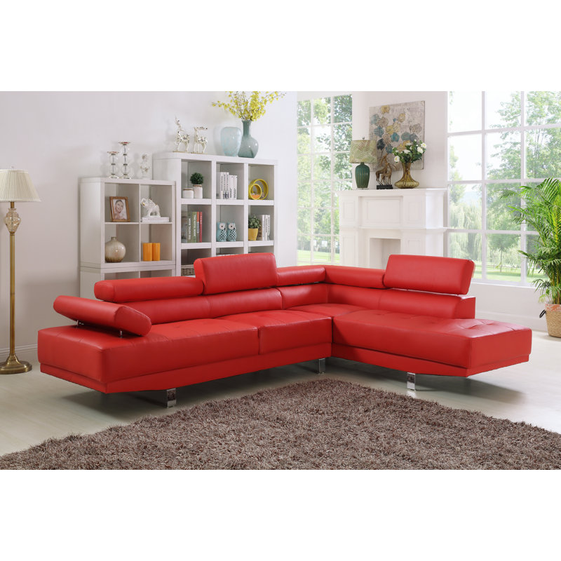 Orren Ellis Erlich 2 Piece Vegan Leather Sectional Reviews Wayfair Canada